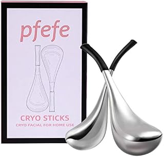 Pfefe Ice Globes Facial Skin Care Tools for Women Face Eyes, Stainless Steel Face Beauty Cryo Sticks for Girls Ladies, Cooling Spa Globes Cold Roller with Storage Case