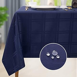 Modern Plaid Jacquard Rectangle Table Cloth Waterproof and Spill Resistance Heavyweight Fabric Tablecloth