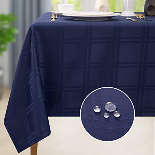 Modern Plaid Jacquard Rectangle Table Cloth Waterproof and Spill Resistance Heavyweight Fabric Tablecloth