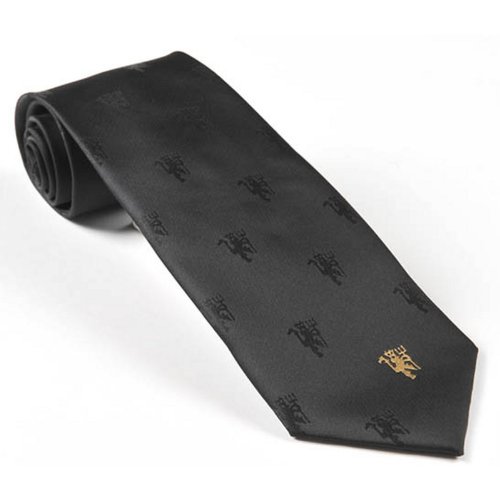 Manchester United Football Club Official Soccer Gift Black Tie Gold Devil