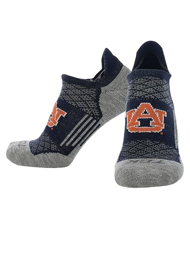 Auburn Tigers No Show Tab Socks | Men’s & Women’s Running Golf Performance Ankle Socks | NCAA Licensed Gear (Medium)