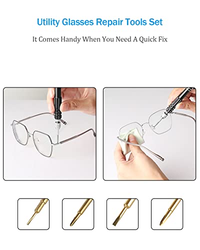 Eyeglass Repair Kit With Screws And Nose Pads, Pocket Size Optical Screwdriver, Micro Glasses Tightening/Fixing Tools, 4 In 1 Magnetic Small Screw Driver For Eye Glasses, Laptop, Watches, Electronics #TOP4
