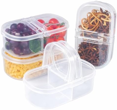 4pcs Reusable Snack Containers, 2 Compartment Snack Containers,Be...