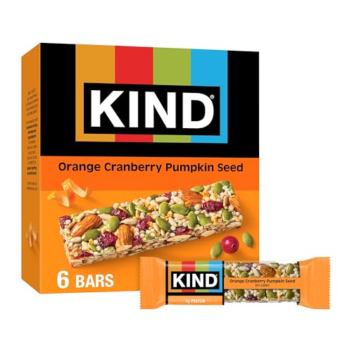 KIND Seeds Fruit & Nuts Snack Bar, Orange Cranberry | 5g Protein, High Fiber, Gluten Free Bars, 1.4 OZ, 6 Count