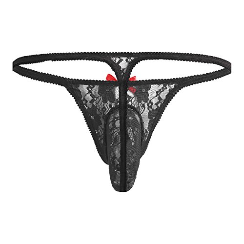 YiZYiF Men's Jacquard Lace See-Through Sissy Pouch Underwear2