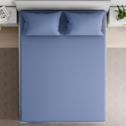 Image of Wakefit 100% Cotton 160 TC Flat Printed Bedsheet, Amara King Size (104x104 Inches) / (2.64m*2.64m) with 2 Pillow Covers Amara, King