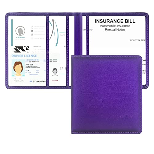 Car Registration and Insurance Holder, 5.5 x 5 Inch PU Leather Vehicle Glove Box Organizer Wallet Case Organizer for Insurance Card, Driver License, Essential Document, Paperwork