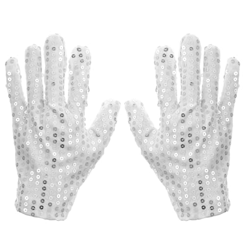 Elegaperma Michael Jackson Gloves Adult,Silver Sequin Glove for Music Party