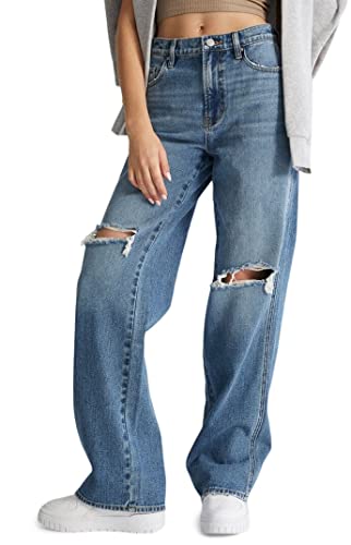 Pacsun Women's Medium Blue Ripped Baggy Jeans Size 27 #TOP11