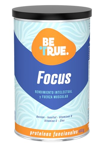 BETRUE FOCUS Proteina Vegana + Nootrópicos y Vitamina B Complex | Con Bacopa, Inositol y Zinc | Memoria y Concentración | Batido Vegano, Sin Lactosa, Sin Azúcar | 400 g