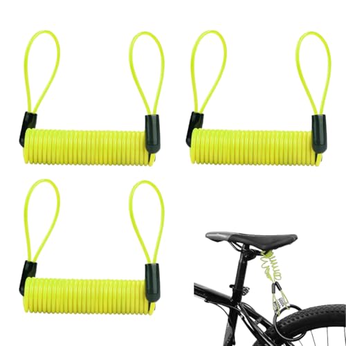 3 PCS Motorcycle Disc Brake Lock Reminder Cable Yellow Bike Helmet Lock Warning Alarm for Motorcycle Bicycle