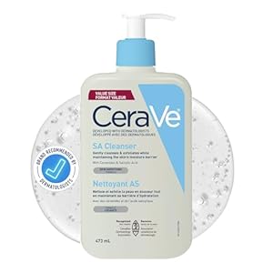 CeraVe SALICYLIC ACID Cleanser, Renewing SA Smoothing BHA Exfoliant for Face. Suitable for Keratosis Pilaris & Psoriasis. Gentle Cleanser With Hyaluronic Acid, Niacinamide, Vitamin D & Ceramides. Fragrance Free, No microbeads, 473ml