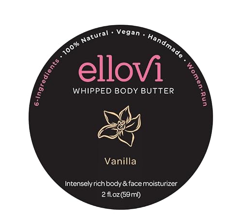Ellovi Whipped Body Butter – Vanilla Hydrating Vegan Moisturizer (2 fl oz)
