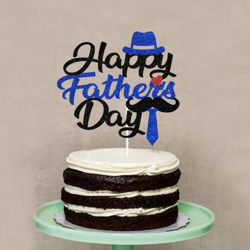 Glittery Happy Father's Day Cake Topper Happy Fathers Day Cake Topper Double-Sided Fathers Day Cake Decorations Fathers Day Decorations For Party Supplies #TOP2