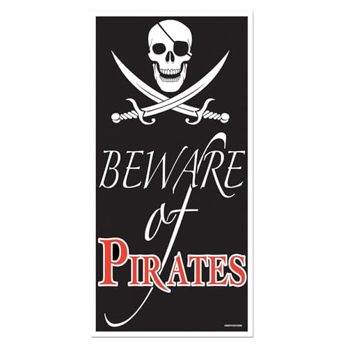 Beistle Plastic Beware of Pirates Door Cover, 5' x 30 Beistle Plastic Beware of Pirates Door Cover, 5' x 30