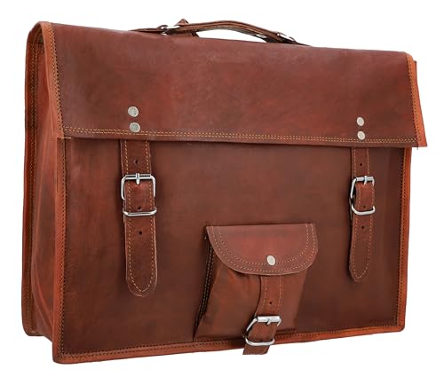 Gusti Umhängetasche Leder - Cairo Herren Collegetasche Arbeitstasche Vintage Braun Leder