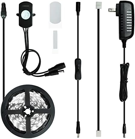 Sensky Motion Sensor LED Strip Light Under Cabinet Lighting Kit, LED Strip Light with Motion Sensor, UL Listed Power Adapter for Gun Safe Light, Shelf, TV Wall Lighting (8.2FT,6000K)