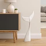 Large Wooden Whale Tail Decorative Decor - Ocean Inspired Sculpture Home, Bathroom, and Office - Costal Statue Ornaments Accent for Living Room, Shelf and Coffee Table Decor - 33", White