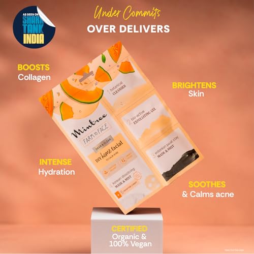 Image of Mintree Organic Muskmelon Brightening at Home Facial Kit for Women Korean Collagen Melting Mask|DeTan European Black Mask| Salon Like Glowing Skin in Easy 5 Steps| Soothes & Calms Acne