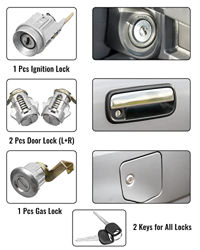 Ignition Switch Lock Cylinder Doors Lock Set Fit for Toyota Pickup Truck 1992 1993 1994 1995 - Thumbnail 3