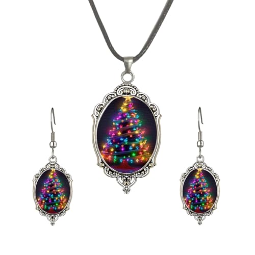 wsycoo Christmas Earrings Necklace for Women Trendy Christmas Jewelry Set Cute Christma Tree Santa Snowman Earrings Christma Tree Santa Snowman Necklace Novelty Party Jewelry Gifts for Women 2025