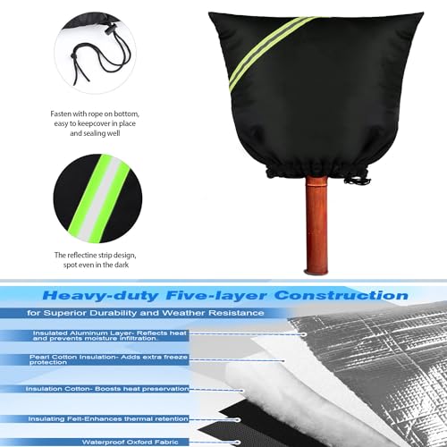 Outdoor Faucet Covers for Winter Freeze Protection, 24” x 24" Backflow Preventer Insulation Cover, Waterproof Pipe Insulation Cover for Snow, Sun Exposure - Black by Jorohiker - Image 7