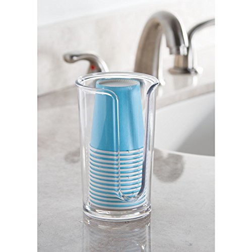 Idesign Paper & Plastic Disposable Cup Dispenser For Bathroom Countertops, The Clarity Collection – 3” X 3” X 5”, Clear #TOP1