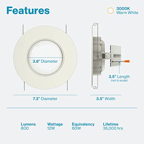 Sunco Lighting Led Can Lights Eyeball Retrofit Gimbal 5/6 Inch Recessed Lights Dimmable, 12W=60W, 3000K Warm White, 800 Lm, Directional Angled Trim Adjustable Ceiling Downlight, Ul Energy Star #TOP1