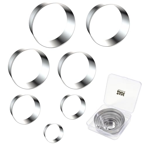 ZADE Round Cookie Cutter Set,7PCS Circle Cookie Cutter for Kitchen Baking