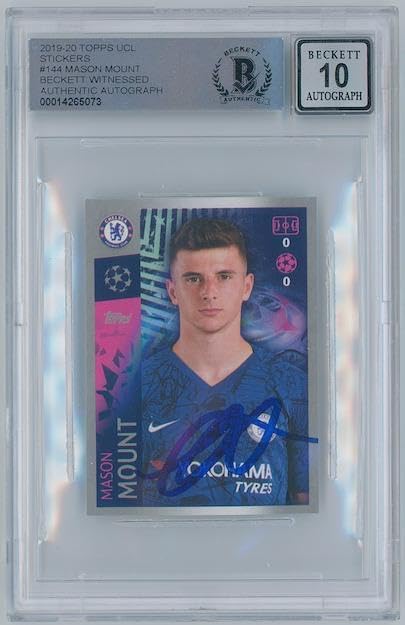 2019 Mason Mount Topps UCL #144 Silver Beckett Auto Grade 10 - Autographed Soccer Cards