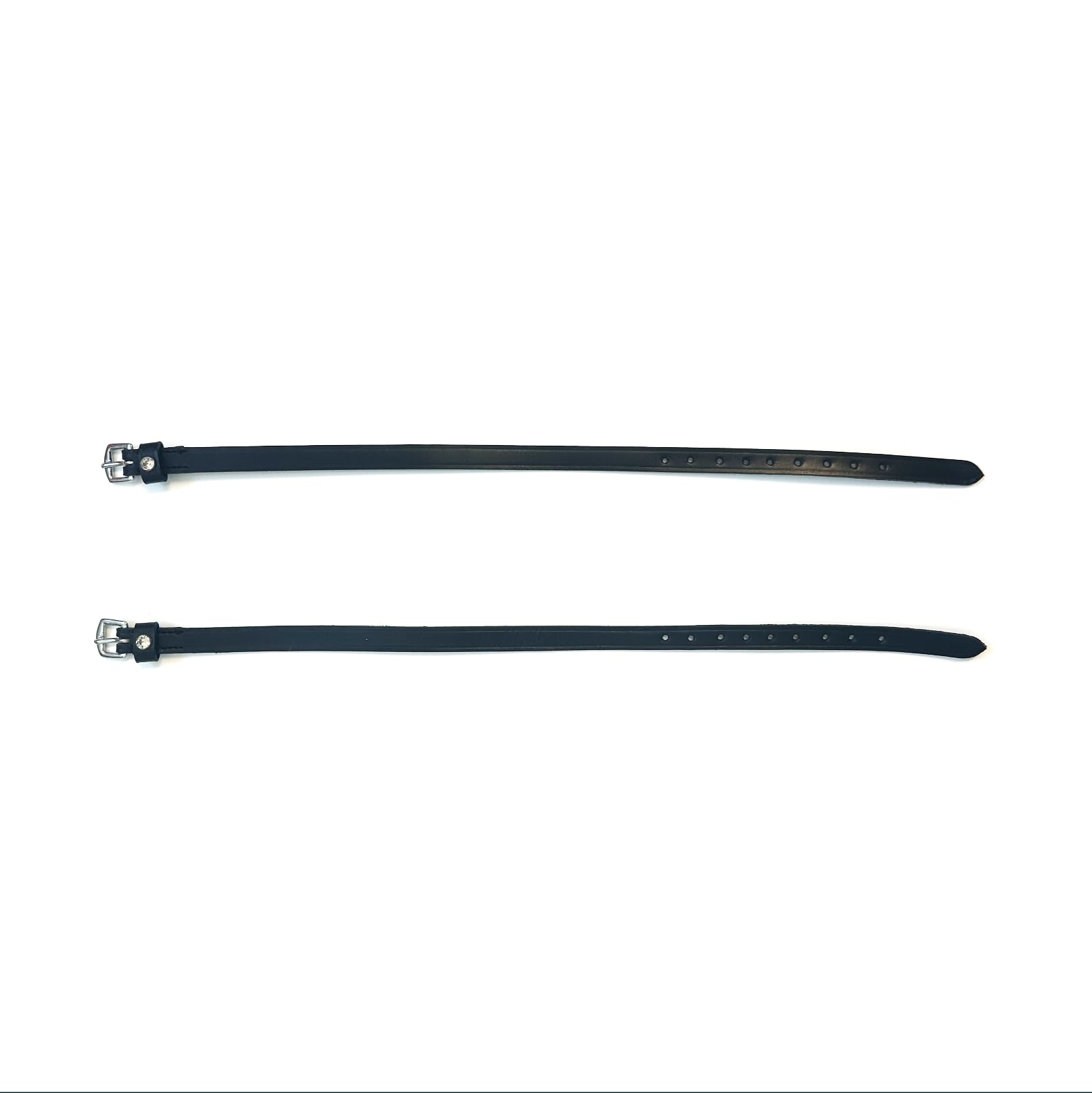 Equine Smile ES4010 Spur Rhymes with Rhinestone Crystal Made of Leather for Spurs Replacement Straps Accessories Horse Sport Straps Riding Spur Straps Fixing Riding Spurs (Black Leather / White - Image 4