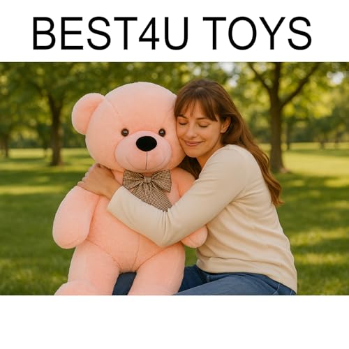 Image of Giant Teddy Bear 3 Feet - Soft Plush Stuffed Toy for Kids & Girlfriend, Soft Toy for Kids - Birthday Gift for Girls, Plush Toy Big Cuddly Hugging Bear, Gifts for Valentine's Day (Pink)