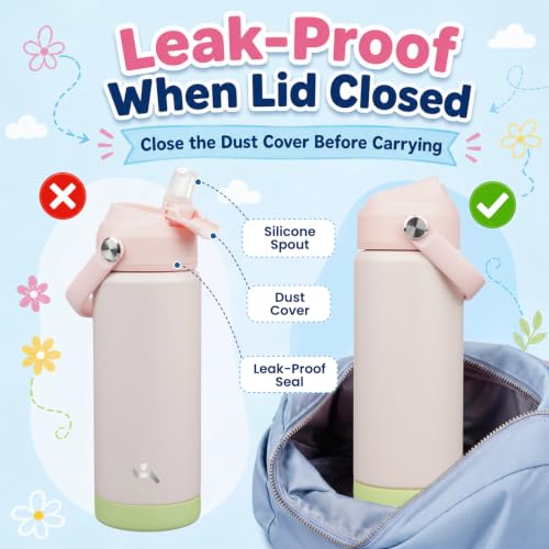 Image of Konokyo 18 oz Insulated Stainless Steel Sports Water Bottle with Straw Lid