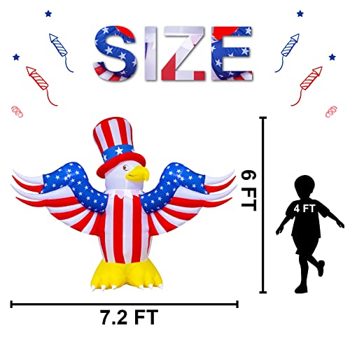 7 Ft 4Th Of July Inflatable Decorations,American Flying Bald Eagle Decor With Build-In Leds,Blow Up Yard Decoration Patriotic Independence Day Inflatables For Party Indoor, Outdoor, Lawn, Garden Decor #TOP1