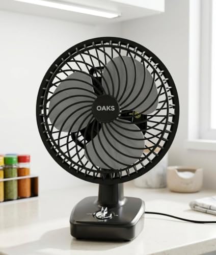 Image of OAKS 230 MM High Speed Table Fan For Home, Bedroom, Living Room With Powerful Motor and 3 Speed Setting (Black)