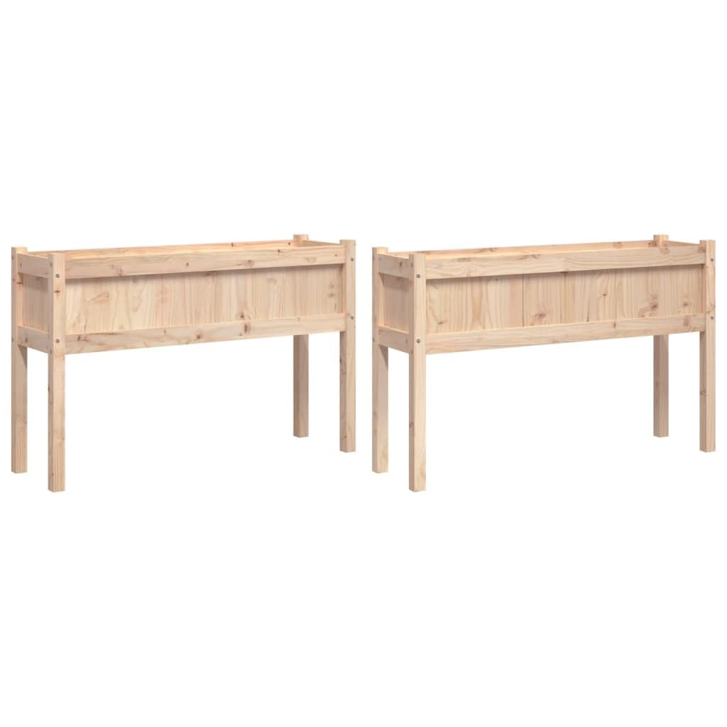 Fioriere da Giardino 2 pz in Legno Massello di Pino con Gambe | Set di 2 fioriere rialzate per orto e fiori, ideali per decorare balcone, terrazzo o patio con piante rampicanti.