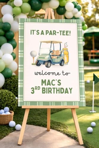Par-Tee Golf Birthday Welcome Sign Template, Editable Golf Party Welcome Sign, Little Golfer Birthday Decor, Kids Golf Theme Birthday Poster, Custom Name Birthday Entrance Signa