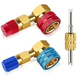 R1234yf to R134a Aadapter, 90 Degrees R134a to R1234yf Adapters, High/Low Pressure Side R1234yf Quick Couplers kit, R1234yf to R134a Conversion Adapters, for Auto Air Conditioning Systems Recharging