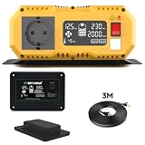 PVBEYORND Falownik 12 V na 230 V, czysta sinusoidalna 2000 W/4000 W, przetwornica napięcia 12 V 230 V, z zewnętrznym kontrolerem, nadaje się do urządzeń gospodarstwa domowego i kamperów