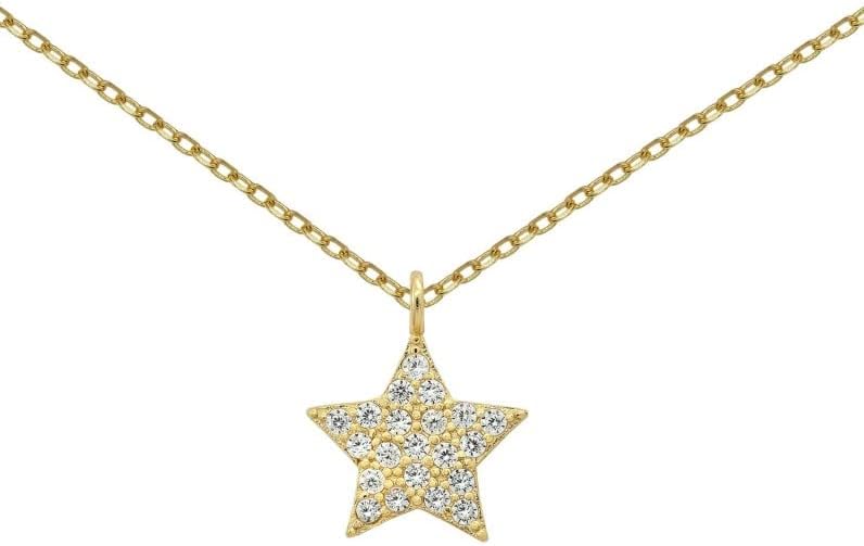 Turmalina - Collar de estrella de Plata de Ley, gargantilla dorada con cadena y con detalle de colgante de estrella, largo de 38 más 5 cm de extensor de la marca de joyería Turmalina by Martina