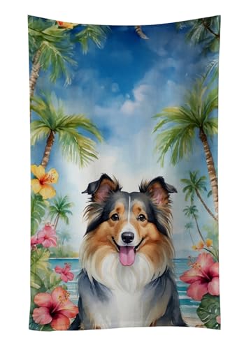 Caroline's Treasures Sheltie Luau Kitchen Towel Dish Cloths Guest Hand Towel Decorative Bathroom Towel for Face,Tea, Dishcloth, Kitchen and Bath