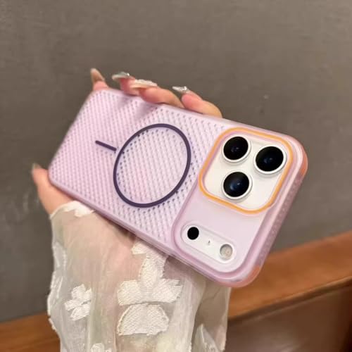 Coque iPhone 15 Pro violette magnétique anti-surchauffe avec maille respirante