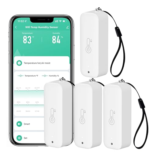WiFi Hygrometer Thermometer Sensor: Wireless Smart Temperature Humidity Monitor with App Notification Alert