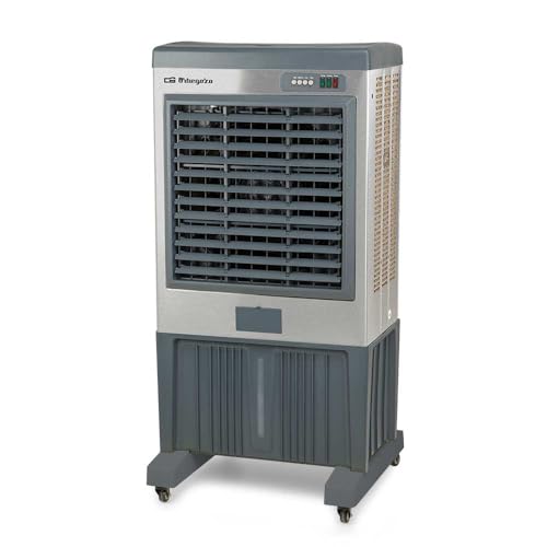 Orbegozo Climatizador Evaporativo AIR 5120, Purificador de Aire, 660 W, Depósito de Agua de 120 L, Acabado en Acero Inoxidable, 3 Velocidades, Triple Cortina de Frío