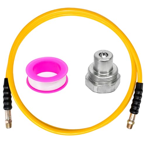 Image of 10ft High Pressure Hydraulic Hose, 3 /8 inch Thread Hydraulic Hose Assembly, 10000 psi Hydraulic Pressure Test Hose, Yellow, Length 10ft