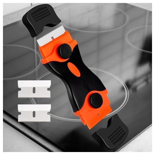 Razor Blade Scraper Tool - Double-Edged Cleaning Scraper with 2 Extra Metal Blades. Glass Top Stove Scraper for Oven Door,Perfect for Oven Doors, Windows, Decals, Stickers, Labels & Paint Removal
