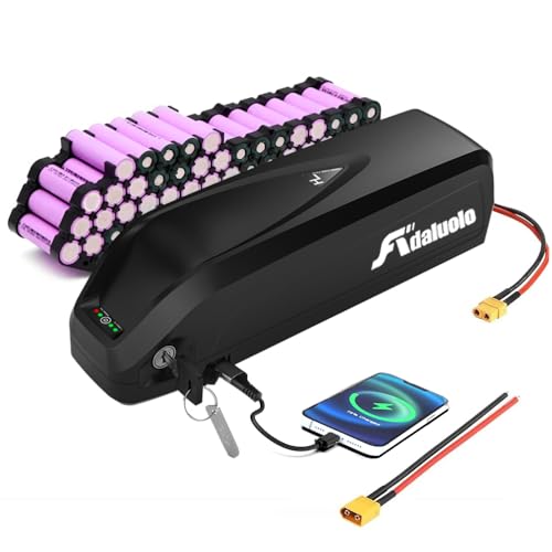 Adaluolo 48V Ebike Battery, 48V 15AH Electric Bike Lithium Battery Hailong Bicycle Battery with 2A Fast Charger, Indicator Light, Safe Lock, 5 Pin Base Plate, USB Port (48V 15AH 5 Pin+USB for 1000W)