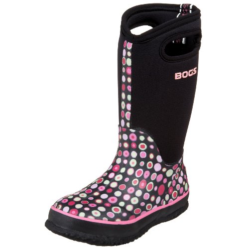 Bogs Kid's Classic High Waterproof Insulated Rubber Neoprene Rain Boot, Dots Print/Black/Multi, 2 M US Little Kid