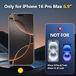 [2 Pack] JEHOO Matte Glass Screen Protector Designed for iPhone 16 Pro Max, Anti-Glare, Anti-Fingerprint, 9H Tempered Glass