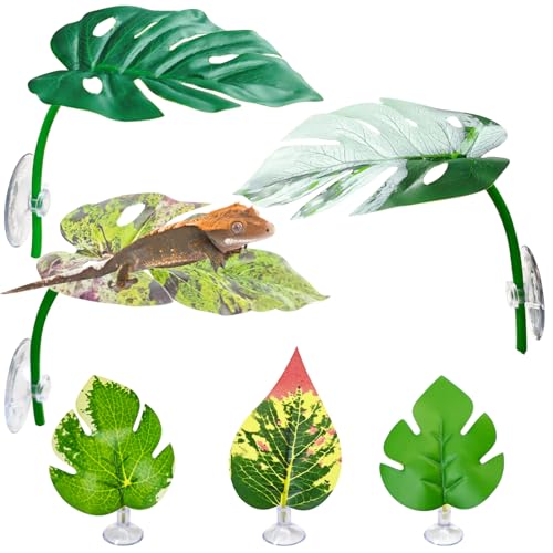 BNOSDM Reptile Plants Decor 6 PCS Crested Gecko Tank Accessories (Mixed)
